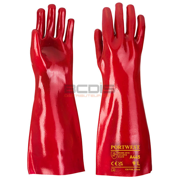 Gant tout enduits en PVC Rouge 45 cm Portwest A445 (1)